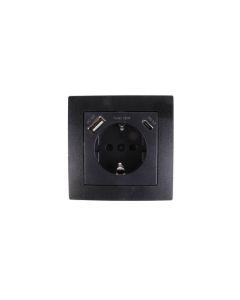 013429 Stopcontact RA inbouw met USB-A/C zwart