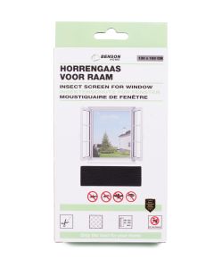 013469 Horrengaas voor raam 130 x 150 cm zwart