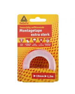 MONTAGE TAPE EXTRA STERK, DUBBELZIJDIGE TAPE TRANSPARANT 1.5M.