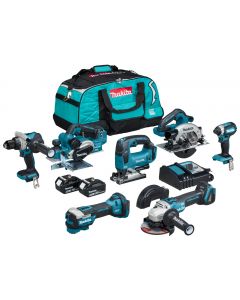 Makita DLX7019TX1 18 V Combiset voor (slag)schroeven, boren, slijpen, schaven en zagen en met multitool