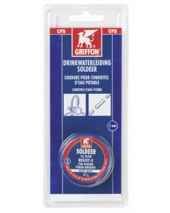 Griffon Drinkwaterleiding Draadsoldeer Tin/Zilver 97/3 Massief Ø 2 mm Blister 50 g NL/FR