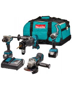 Makita DLX4157TX1 18 V Combiset voor allround tot zwaar boor-, (slag)schroef-, slijp- en reciprozaagwerk