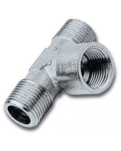 T-stuk messing 1x 1/4"F  - 2x 1/4"M 