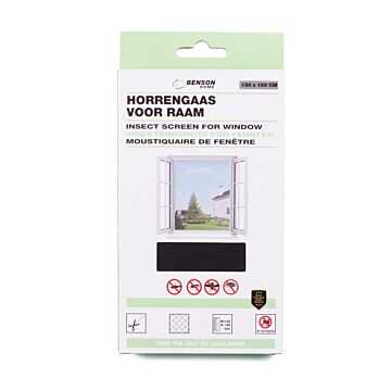 013469 Horrengaas voor raam 130 x 150 cm zwart