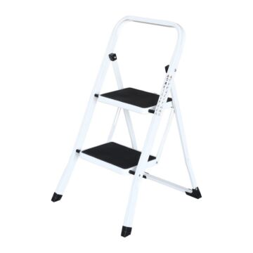Budgetline Huishoudtrap inklapbaar wit 2 treden