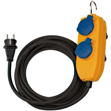 Brennenstuhl Bouwplaatsen-kabel IP54 met contactdozenblok 5m zwart H07RN-F 3G1,5