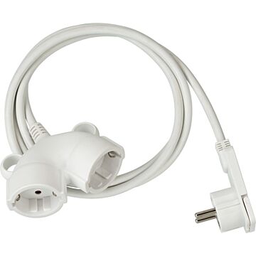 Brennenstuhl Kwaliteit kunststof verlengsnoer 5m H05VV-F 3G1,5 wit met platte stekker en 2-voudige koppeling