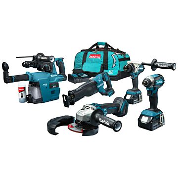 Makita DLX5069TX1 18 V Combiset voor allround tot zwaar boor-, schroef-, zaag- en slijpwerk