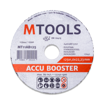 Mtools Accu Booster doorslijpschijf staal/RVS 125x1,0 mm.