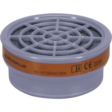 DELTAPLUS SET VAN 2 FILTERPATRONEN A2 VOOR HALFGELAATSMASKER M6200-JUPITER OF M6400-JUPITER